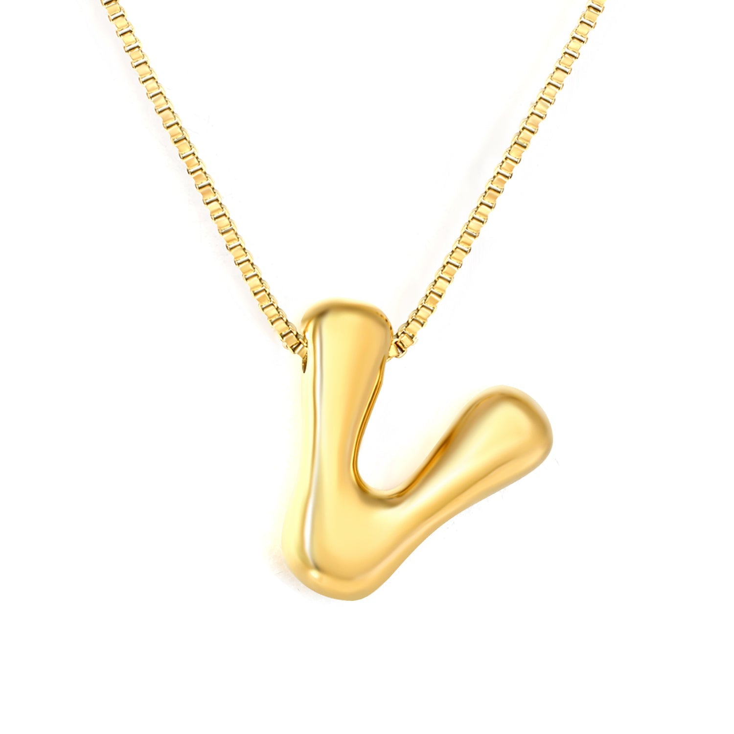 Alphabet Pendant A-Z 1.2 Box 40+5cm + 6mm Round Tail Tag Necklace Gold asonjewelry